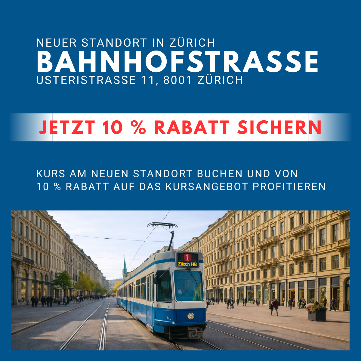 Neue Sprachschule an der Bahnhofstrasse Zürich – bis zu 10 % Rabatt sichern Sprachschule in Zürich an der Bahnhofstrasse mit Sprachkursen und bis zu 20 Prozent Rabatt auf Anmeldungen